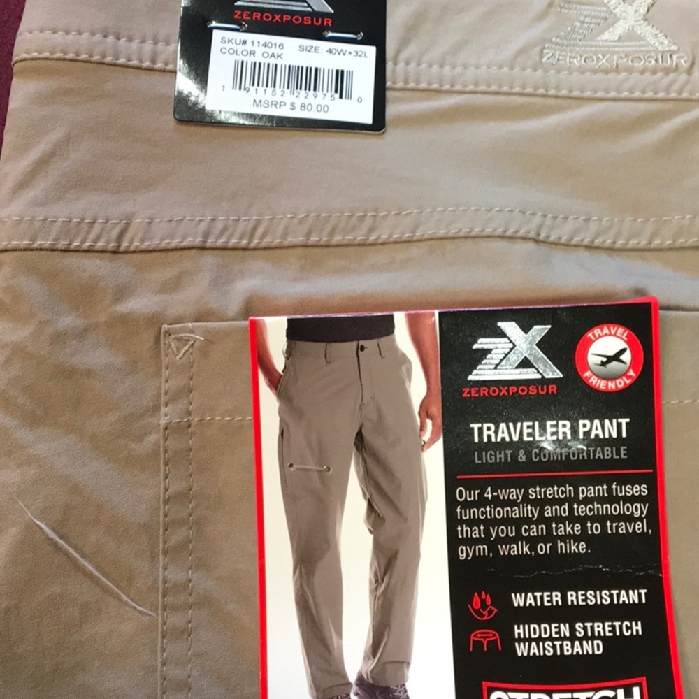 NWT ZEROXPOSUR TRAVEL PANTS